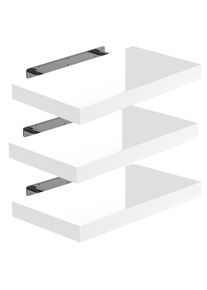 Casaria Wandplank Zwevend 3 Stuks Hoogglans Wit MDF 50x23x3,8cm