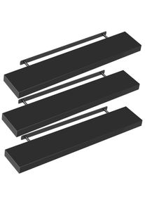 Casaria Wandplank Zwevend 3 Stuks Zwart MDF 110x23x3,8cm
