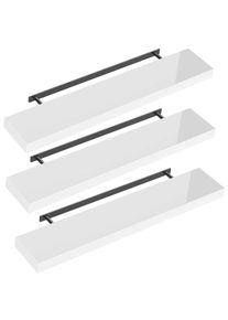 Casaria Wandplank Zwevend 3 Stuks Hoogglans Wit MDF 110x23x3,8cm