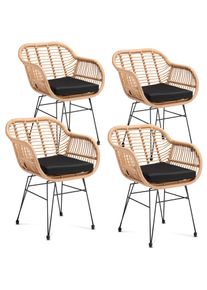 Casaria Rieten Stoel Bali 4 stuks Naturel Kunststof