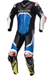 Alpinestars GP Tech V4, costume en cuir 1pcs. perfor&eacute; , couleur: Noir/Bleu/Jaune N&eacute;on , taille: 50