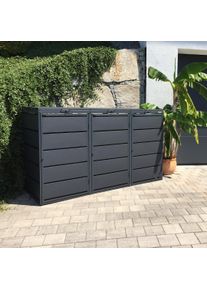 Cutie de gunoi Dagobert cu 3 compartimente (240 litri) - 3x240 / Antracit (RAL7016) / Copertă