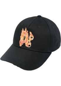 Palm Angels Chapeau, Burning Pa Monogram Logo Baseball Cap en noir, ONE SIZE