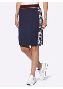 Heine Dames Jerseyrok met contrastinzetten in marine/wit geprint ,maat 34, Witt, 70% Viscose, 25% Polyamide, 5% Elastan