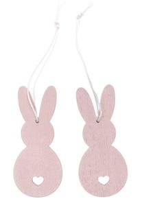 Rico Design 2 pendentifs en bois lapins roses