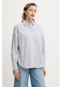 Levi's camasa din bumbac HARLIE NEW BF SHIRT femei, culoarea gri, cu guler clasic, relaxed, 001HM