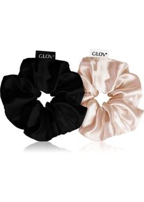 GLOV Satin Scrunchies M elastici per capelli Sparkling Wine/Black 2 pz