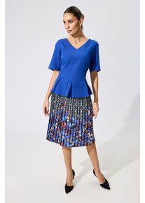 Rochie eleganta din crepe cu peplum si imprimeu Agnes Albastra