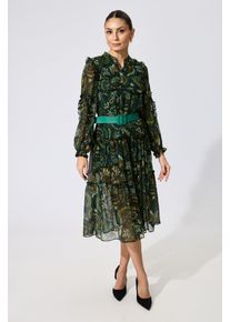 Rochie eleganta din voal cu imprimeu Margie Verde Multi