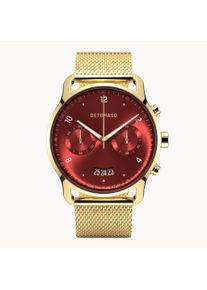 deTomaso Men's Watch - Gold Red - Chronograph, case made of surgical steel, sapphire-hardened mineral glass, Mesh Strap, 42mm diameter, Japanese quartz