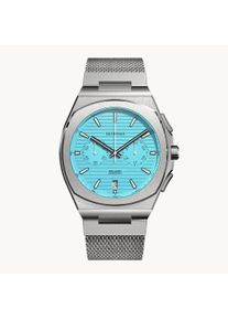 deTomaso Men's Watch - Silver Turquoise - Chronograph, case made of surgical steel, sapphire-hardened mineral glass, mesh Strap, 42mm diameter, Japanese Meca-