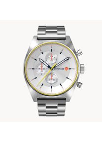 deTomaso Men's Watch - Silver White - Chronograph, case made of surgical steel, sapphire-hardened mineral glass, metal strap, 43mm diameter, Japanese quartz