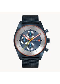 deTomaso Men's Watch - Dark Blue Silver - Chronograph, case made of surgical steel, sapphire-hardened mineral glass, mesh strap, 43mm diameter, Japanese quartz