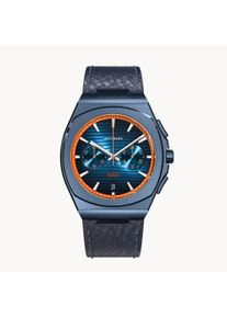 deTomaso Men's Watch - Dark Blue - Chronograph, case made of surgical steel, sapphire-hardened mineral glass, leather Strap, 42mm diameter, Japanese Meca-