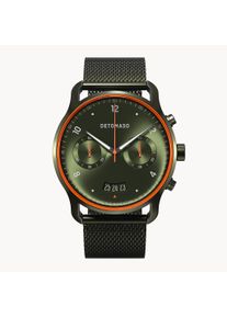 deTomaso Men's Watch - Dark Green - Chronograph, Case made of Surgical Steel, Sapphire-Hardened Mineral Glass, Mesh Strap, 42mm Diameter, Japanese Quartz