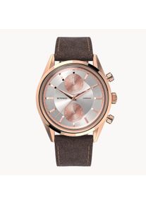 deTomaso Armonia Chronograph - Women's watch - Rosegold - Sapphire-hardened mineral glass - Leather Strap - 39 mm - Chronograph with a quartz movement -