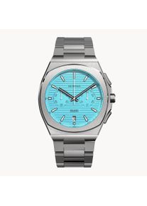 deTomaso Men's Watch - Silver Turquoise - Chronograph, case made of surgical steel, sapphire-hardened mineral glass, metal Strap, 42mm diameter, Japanese Meca-