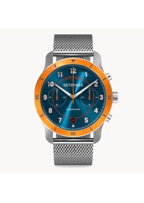 deTomaso Men's Watch - Orange Blue - Chronograph, case made of surgical steel, sapphire-hardened mineral glass, mesh strap, 42mm diameter, Japanese quartz