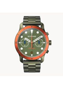 deTomaso Men's Watch - Orange Dark Green - Chronograph, case made of surgical steel, sapphire-hardened mineral glass, metal strap, 42mm diameter, Japanese
