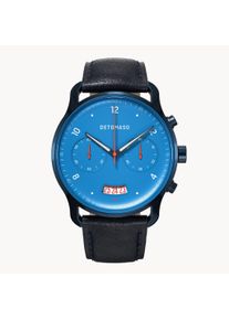 deTomaso Men's Watch - Blue - Chronograph, case made of surgical steel, sapphire-hardened mineral glass, leather strap, 42mm diameter, Japanese quartz movement