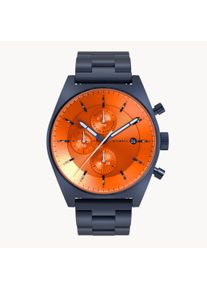 deTomaso D10 Chronograph - Orologio da uomo - Blu-Grasso-Arancione - Vetro minerale temprato con zaffiro - Bracciale in acciaio inossidabile - 43 mm -