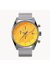 deTomaso Men's Watch - Dark Silver Yellow - Chronograph, Case made of surgical steel, Sapphire-hardened mineral glass, Mesh strap, 43mm diameter, Japanese