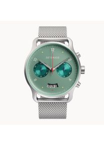 deTomaso Men's Watch - Silver Green- Chronograph, case made of surgical steel, sapphire-hardened mineral glass, mesh strap, 42mm diameter, Japanese quartz