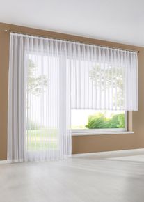 Gardinstore med återvunnen polyester och spetskant - vit - storlek 120x300 cm - bonprix