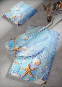 Badrumsmatta med memoryskum - blå - storlek 7 (Badrumsmatta, halvrund 50/80 cm) - bonprix