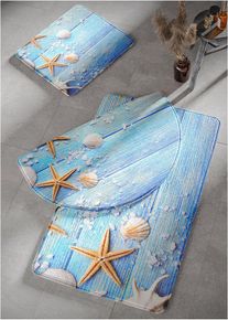 Badrumsmatta med memoryskum - bl&aring; - storlek 1 (Matta f&ouml;r golvst&aring;ende WC 45/50 cm) - bonprix