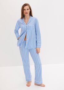 Pyjamas med knappslå - blå - storlek 36/38 (S) - bonprix