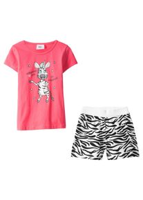 Pyjamas med shorts f&ouml;r barn (2 delar) i ekologisk bomull - stark rosa - storlek 164/170 - bonprix