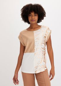 Topp med lapptäckslook - vit - storlek 56/58 (3XL) - bonprix