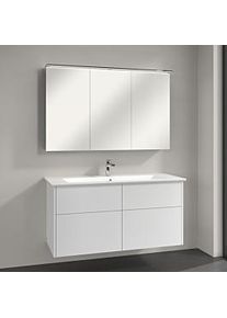 Villeroy & Boch Villeroy & Boch Finero Badmöbel Set 120 cm, Glossy White Waschtisch mit Waschtischunterschrank und Spiegelschrank