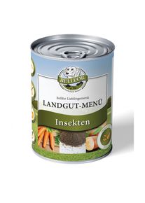 Hypoallergeeninen koiranruoka, koiran m&auml;rk&auml;ruoka Landgut-Men&uuml; Bellfor - 800 g. Viljaton koiranruoka, Mustasotilask&auml;rp&auml;sen Proteiinilla.