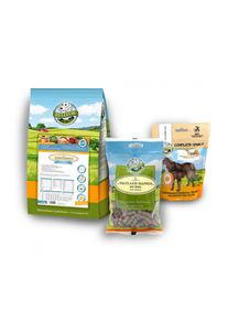 Puppyvoederset voor grote rassen - Wiesen-Schmaus Junior 4 kg + Freiland-Happen 200 g + Gewrichten & Botten Complete-Snack 150 g van Bellfor Hondenvoer