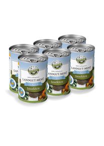 Hypoallergeeninen hy&ouml;nteisi&auml; sis&auml;lt&auml;v&auml; m&auml;rk&auml;ruoka pennuille - Landgut-Men&uuml; Junior by Bellfor Hundefutter - 6 x 400 g
