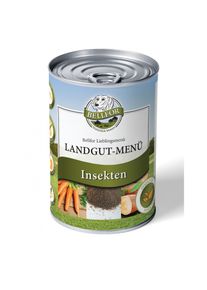 Hypoallergeeninen koiranruoka, m&auml;rk&auml;ruoka Landgut-Men&uuml; Bellfor Koiranruoka - 400 g. Viljaton koiranruoka, Mustasotilask&auml;rp&auml;sen Proteiinilla.