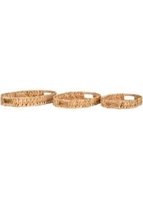 Xxxl Serviertablett-Set , Hellbraun , Holz , 3-teilig , Wasserhyazinthe , Reach , Geschirr, Tischkultur & Serviergeschirr, Tabletts
