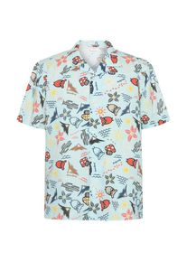 KnowledgeCotton Apparel Box S/S AOP Linen Shirt Overhemd Heren (S |grijs)