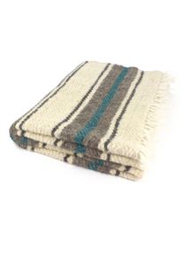 Handwoven blanket with green stripes 140 x 220 cm