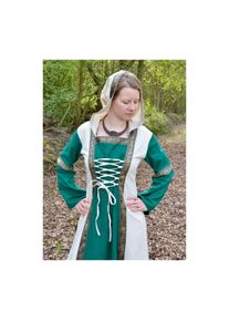 Fantasy-Medieval dress Eleanor with hood green / natural white