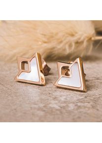 Holzkern Earrings Women Rose Gold and White Nacre