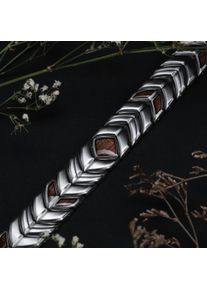 Holzkern bracelet for Men Prelude (Walnut/Silver) made of natural wood, size adjustable
