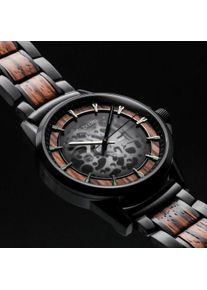 Holzkern; Wood Watch Flowfinder (Zebrawood/Black), Men, Natural wood