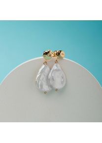 Holzkern Earrings Women Gold and Baroque pearl