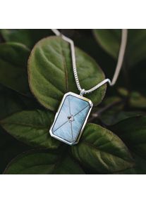 Dames Kettingen Zilver Rechthoekige hanger ketting Blauw Parelmoer Holzkern