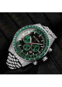 Holzkern; Wood Watch Openhorizon (Green marble/Silver), Men, Natural wood