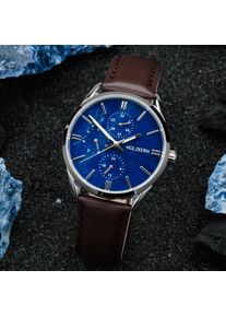 Holzkern; Wood Watch Gifted (Sodalite/Dark brown), Unisex, Natural wood
