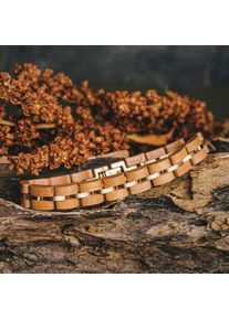 Bracelet Holzkern pour homme et femme Fantasia (Cerisier/Or) en bois naturel, taille ajustable